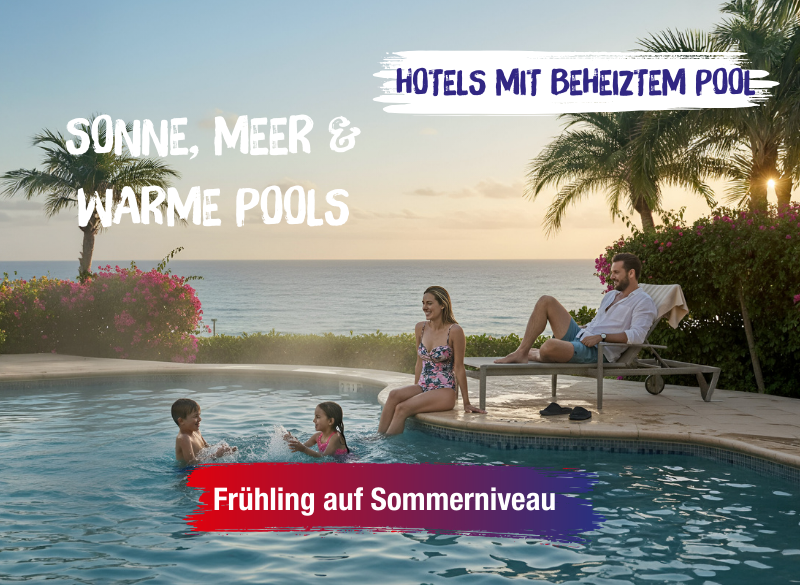 Beheizter Pool mit Familie und zwei Kindern